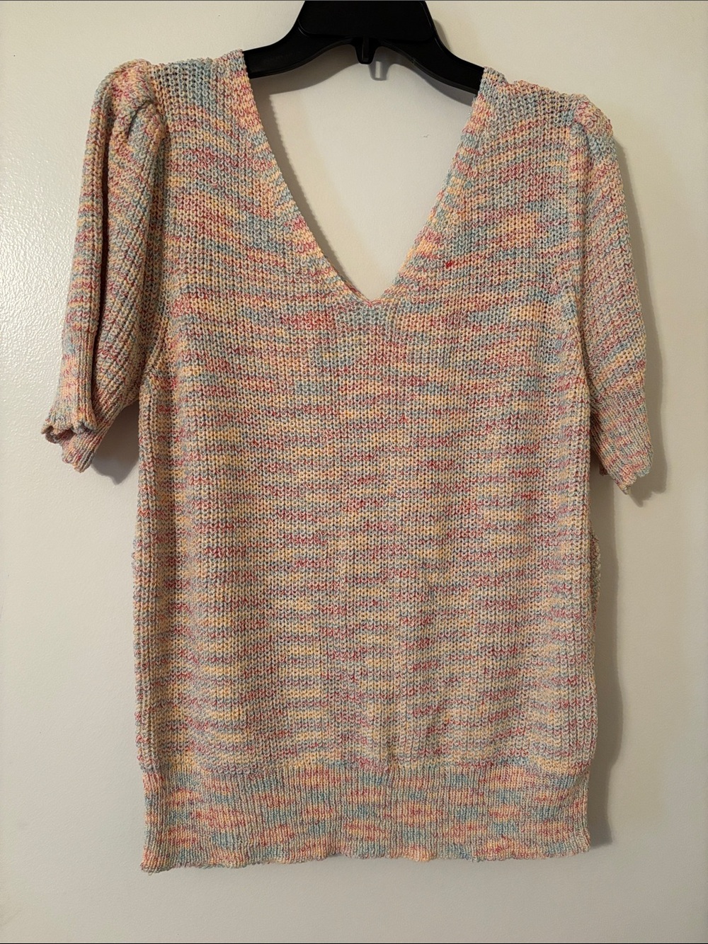 Lush Pastel Multicolor V-Neck Knit Sweater
